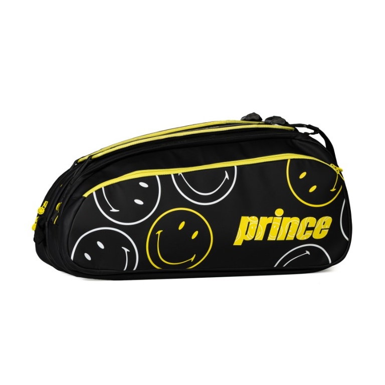 Prince x Smiley Tennis Racket Bag Tour 2 Comp (Racket Bag, 2 Main Compartments, Thermal Compartment) 2025 black 6-pack